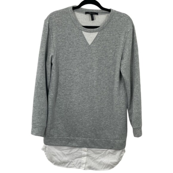 BCBGMaxAzria Whitnie Gray Crewneck French Terry Pullover Sweatshirt Dress Size S - Picture 1 of 6
